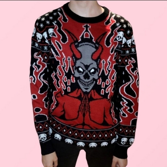 Killstar Festive As Fck AF Goth Holiday Christmas Ugly Pentagram Sweater (S) - Picture 5 of 7